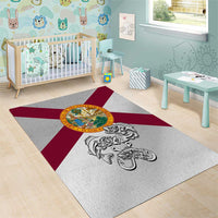 Florida State Flag Fishing Area Rug Hook and Fish Sketch Graphic in Red and White Design - Wonder Print Shop