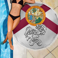 Florida State Flag Fishing Beach Blanket Hook and Fish Sketch Graphic in Red and White Design - Wonder Print Shop