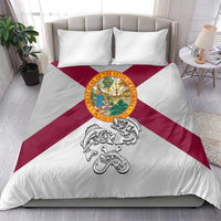 Florida State Flag Fishing Bedding Set Hook and Fish Sketch Graphic in Red and White Design - Wonder Print Shop