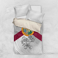 Florida State Flag Fishing Bedding Set Hook and Fish Sketch Graphic in Red and White Design - Wonder Print Shop