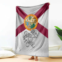 Florida State Flag Fishing Blanket Hook and Fish Sketch Graphic in Red and White Design - Wonder Print Shop