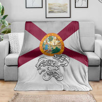 Florida State Flag Fishing Blanket Hook and Fish Sketch Graphic in Red and White Design - Wonder Print Shop