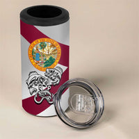 Florida State Flag Fishing 4 in 1 Can Cooler Tumbler Hook and Fish Sketch Graphic in Red and White Design - Wonder Print Shop