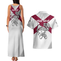Florida State Flag Fishing Couples Matching Tank Maxi Dress and Hawaiian Shirt Hook and Fish Sketch Graphic in Red and White Design - Wonder Print Shop