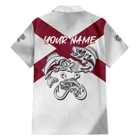 Florida State Flag Fishing Family Matching Off Shoulder Short Dress and Hawaiian Shirt Hook and Fish Sketch Graphic in Red and White Design - Wonder Print Shop