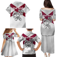 Florida State Flag Fishing Family Matching Puletasi and Hawaiian Shirt Hook and Fish Sketch Graphic in Red and White Design - Wonder Print Shop