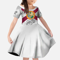 Florida State Flag Fishing Family Matching Summer Maxi Dress and Hawaiian Shirt Hook and Fish Sketch Graphic in Red and White Design - Wonder Print Shop