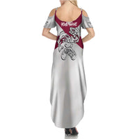 Florida State Flag Fishing Family Matching Summer Maxi Dress and Hawaiian Shirt Hook and Fish Sketch Graphic in Red and White Design - Wonder Print Shop