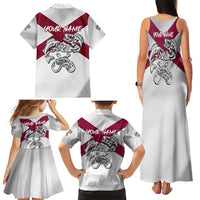Florida State Flag Fishing Family Matching Tank Maxi Dress and Hawaiian Shirt Hook and Fish Sketch Graphic in Red and White Design - Wonder Print Shop