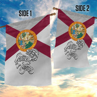 Florida State Flag Fishing Garden Flag Hook and Fish Sketch Graphic in Red and White Design - Wonder Print Shop
