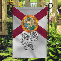Florida State Flag Fishing Garden Flag Hook and Fish Sketch Graphic in Red and White Design - Wonder Print Shop