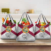 Florida State Flag Fishing Grocery Bag Hook and Fish Sketch Graphic in Red and White Design - Wonder Print Shop