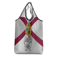 Florida State Flag Fishing Grocery Bag Hook and Fish Sketch Graphic in Red and White Design - Wonder Print Shop