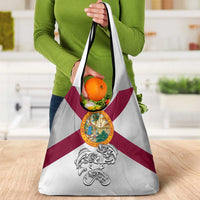 Florida State Flag Fishing Grocery Bag Hook and Fish Sketch Graphic in Red and White Design - Wonder Print Shop