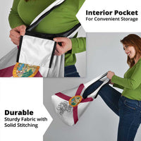 Florida State Flag Fishing Grocery Bag Hook and Fish Sketch Graphic in Red and White Design - Wonder Print Shop