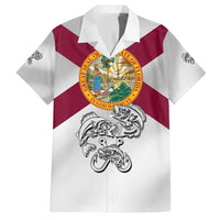 Florida State Flag Fishing Hawaiian Shirt Hook and Fish Sketch Graphic in Red and White Design - Wonder Print Shop