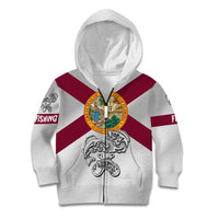 Florida State Flag Fishing Kid Hoodie Hook and Fish Sketch Graphic in Red and White Design - Wonder Print Shop