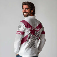 Florida State Flag Fishing Long Sleeve Polo Shirt Hook and Fish Sketch Graphic in Red and White Design - Wonder Print Shop