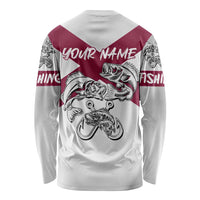 Florida State Flag Fishing Long Sleeve Shirt Hook and Fish Sketch Graphic in Red and White Design - Wonder Print Shop