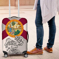 Florida State Flag Fishing Luggage Cover Hook and Fish Sketch Graphic in Red and White Design - Wonder Print Shop