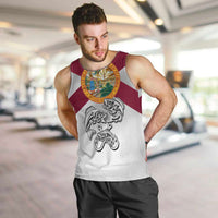 Florida State Flag Fishing Men Tank Top Hook and Fish Sketch Graphic in Red and White Design - Wonder Print Shop