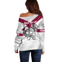 Florida State Flag Fishing Off Shoulder Sweater Hook and Fish Sketch Graphic in Red and White Design - Wonder Print Shop