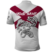Florida State Flag Fishing Polo Shirt Hook and Fish Sketch Graphic in Red and White Design - Wonder Print Shop