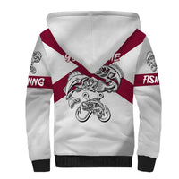 Florida State Flag Fishing Sherpa Hoodie Hook and Fish Sketch Graphic in Red and White Design - Wonder Print Shop