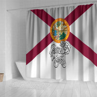 Florida State Flag Fishing Shower Curtain Hook and Fish Sketch Graphic in Red and White Design - Wonder Print Shop
