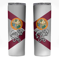 Florida State Flag Fishing Skinny Tumbler Hook and Fish Sketch Graphic in Red and White Design - Wonder Print Shop