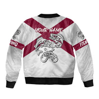 Florida State Flag Fishing Sleeve Zip Bomber Jacket Hook and Fish Sketch Graphic in Red and White Design - Wonder Print Shop