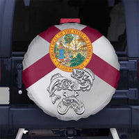 Florida State Flag Fishing Spare Tire Cover Hook and Fish Sketch Graphic in Red and White Design - Wonder Print Shop