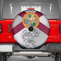 Florida State Flag Fishing Spare Tire Cover Hook and Fish Sketch Graphic in Red and White Design - Wonder Print Shop