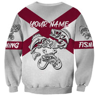 Florida State Flag Fishing Sweatshirt Hook and Fish Sketch Graphic in Red and White Design - Wonder Print Shop