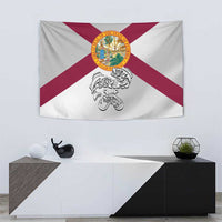 Florida State Flag Fishing Tapestry Hook and Fish Sketch Graphic in Red and White Design - Wonder Print Shop