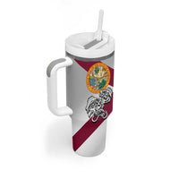 Florida State Flag Fishing Tumbler With Handle Hook and Fish Sketch Graphic in Red and White Design - Wonder Print Shop