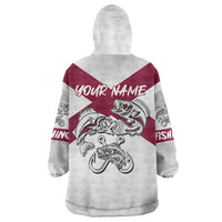 Florida State Flag Fishing Wearable Blanket Hoodie Hook and Fish Sketch Graphic in Red and White Design - Wonder Print Shop