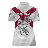 Florida State Flag Fishing Women Polo Shirt Hook and Fish Sketch Graphic in Red and White Design - Wonder Print Shop