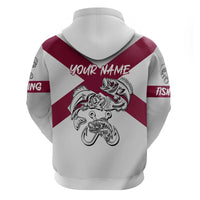 Florida State Flag Fishing Zip Hoodie Hook and Fish Sketch Graphic in Red and White Design - Wonder Print Shop