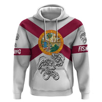 Florida State Flag Fishing Zip Hoodie Hook and Fish Sketch Graphic in Red and White Design - Wonder Print Shop