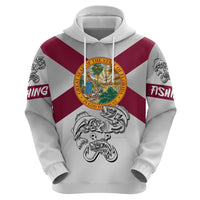 Florida State Flag Fishing Zip Hoodie Hook and Fish Sketch Graphic in Red and White Design - Wonder Print Shop