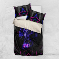 Custom Black And Purple Dragon Bowling Bedding Set Magic Orb Graphic on Geometric Black Background Design - Wonder Print Shop