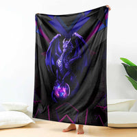 Custom Black And Purple Dragon Bowling Blanket Magic Orb Graphic on Geometric Black Background Design - Wonder Print Shop