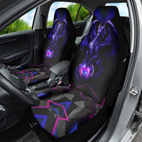 Custom Black And Purple Dragon Bowling Car Seat Cover Magic Orb Graphic on Geometric Black Background Design - Wonder Print Shop