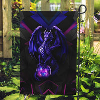 Custom Black And Purple Dragon Bowling Garden Flag Magic Orb Graphic on Geometric Black Background Design - Wonder Print Shop