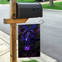 Custom Black And Purple Dragon Bowling Garden Flag Magic Orb Graphic on Geometric Black Background Design - Wonder Print Shop