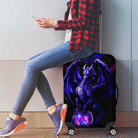 Custom Black And Purple Dragon Bowling Luggage Cover Magic Orb Graphic on Geometric Black Background Design - Wonder Print Shop