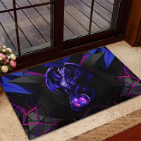 Custom Black And Purple Dragon Bowling Rubber Doormat Magic Orb Graphic on Geometric Black Background Design - Wonder Print Shop