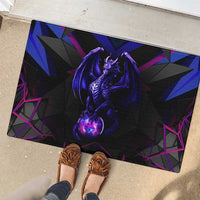 Custom Black And Purple Dragon Bowling Rubber Doormat Magic Orb Graphic on Geometric Black Background Design - Wonder Print Shop