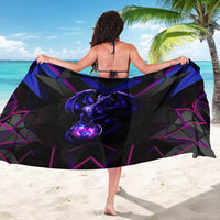 Custom Black And Purple Dragon Bowling Sarong Magic Orb Graphic on Geometric Black Background Design - Wonder Print Shop